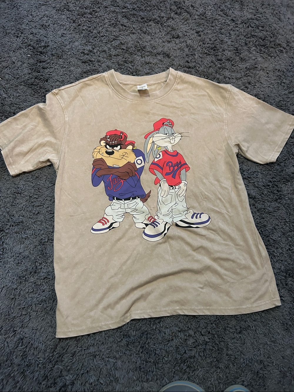 Warner Bros. Beige Tee with Bugs Bunny & Taz Graphic